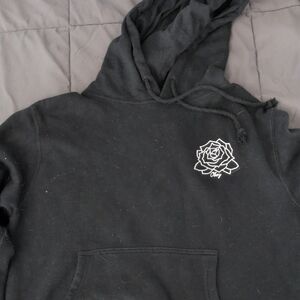 Obey Black Hoodie with Embroidered Rose
